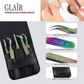 img 2 attached to 🔧 GLAIR Premium Lash Eyelash Extension Tweezers Set - 5 Japanese Stainless Lash Tech Tools, Straight & Curved, Volume Tweezers, Precision Rainbow, 90 & 45 Degree Angled Tweezers