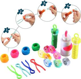 img 1 attached to 144-Piece Bobbin Thread Buddies Set: Includes 70 Bobbin Holder Clips, Color Thread Clips Holder Tool, 32 Thread Spool Huggers, and 42 Bobbin Thread Holders for Effortless Thread Spool Organization