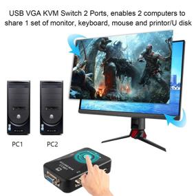 img 3 attached to 🖥️ Vansungs 2 Port VGA KVM Switch with 3 USB Hubs: Share 1 Set of Monitor, Keyboard, Mouse, Printer, and U Disk between Two Computers (Includes 2 VGA USB Cables)