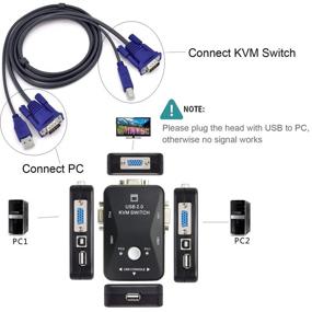 img 2 attached to 🖥️ Vansungs 2 Port VGA KVM Switch with 3 USB Hubs: Share 1 Set of Monitor, Keyboard, Mouse, Printer, and U Disk between Two Computers (Includes 2 VGA USB Cables)