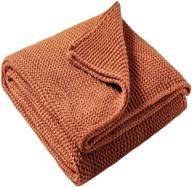 treely knitted throw blanket orange logo