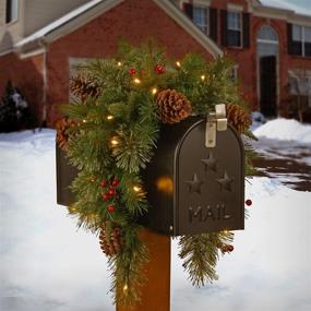 img 3 attached to 🎄 36 Inch Pre-lit Artificial Christmas Mailbox Swag by National Tree Company - Flocked with Mixed Decorations, White LED Lights - Colonial Style