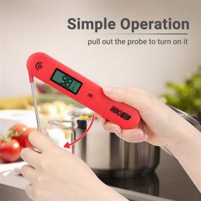 img 2 attached to 🌡️ BBQGO Digital Meat Thermometer: Instant Read, Foldable Probe, Calibration, Large Screen, Magnet, Candy BBQ Thermometer C/F Switch