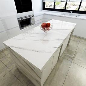 img 3 attached to 🔳 Yenhome Large Size Jazz White Marble Peel and Stick Countertops Wallpaper: Aesthetic Waterproof Kitchen Decor