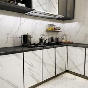 img 2 attached to 🔳 Yenhome Large Size Jazz White Marble Peel and Stick Countertops Wallpaper: Aesthetic Waterproof Kitchen Decor