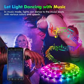 img 2 attached to 🎉 100ft LED Strip Lights with Music Sync, Bluetooth App Control, Remote, Built-in Mic - LiviNGPAi Color Changing LED Light Strips for Home, Bedroom, Party, Kitchen, TV