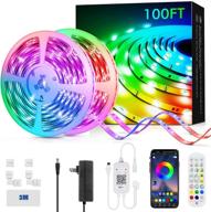 🎉 100ft led strip lights with music sync, bluetooth app control, remote, built-in mic - livingpai color changing led light strips for home, bedroom, party, kitchen, tv логотип