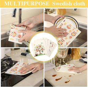 img 1 attached to 🦉 Bundle of 6 Owl Swedish Kitchen Dishcloths: Highly Absorbent, Quick-Drying Cleaning Cloths with No Odor - Reusable Cleaning Wipes for Kitchen, Hand, and Counters