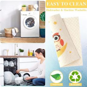 img 2 attached to 🦉 Bundle of 6 Owl Swedish Kitchen Dishcloths: Highly Absorbent, Quick-Drying Cleaning Cloths with No Odor - Reusable Cleaning Wipes for Kitchen, Hand, and Counters