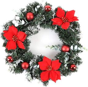 img 3 attached to 🎄 URMAGIC LED Christmas Wreath – Battery Powered Xmas Decorations for Indoor & Outdoor, Artificial Door Hanging Garland for Christmas Party Décor