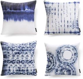 img 4 attached to 🔹 Phantoscope Set of 4 Porcelain Watercolor Printed Decorative Throw Pillow Case Cushion Cover - Blue and White, 18 x 18 inches, 45 x 45 cm: Stylishly Enhance Your Décor