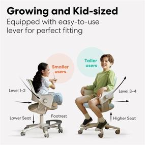 img 1 attached to 🪑 SIDIZ Ringo Kid Desk Chair: 4-Level Easy Adjustment for Growing Children's Body, Swivel Type, Sit-Brake Casters, and Footrest to Enhance Sitting Posture