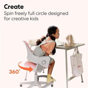 img 2 attached to 🪑 SIDIZ Ringo Kid Desk Chair: 4-Level Easy Adjustment for Growing Children's Body, Swivel Type, Sit-Brake Casters, and Footrest to Enhance Sitting Posture