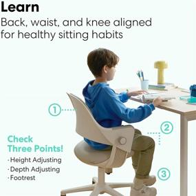 img 3 attached to 🪑 SIDIZ Ringo Kid Desk Chair: 4-Level Easy Adjustment for Growing Children's Body, Swivel Type, Sit-Brake Casters, and Footrest to Enhance Sitting Posture