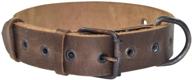 🐶 handmade rustic thick leather dog collar for medium size dogs (12 to 21 inches) by hide & drink - bourbon brown logo