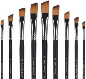 img 4 attached to 🖌️ Professional Artist Angled Paint Brushes - 9 Pcs Angular Brush Set for Acrylic, Watercolor, Gouache & More