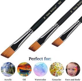 img 2 attached to 🖌️ Professional Artist Angled Paint Brushes - 9 Pcs Angular Brush Set for Acrylic, Watercolor, Gouache & More