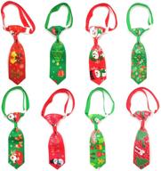 🎄 qkurt 8pcs/pack christmas cat dog ties with adjustable bow collar - festive pet accessories for grooming and party логотип