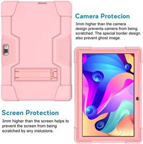 img 3 attached to Rose Gold Hybrid Armor Defender Case for Vankyo MatrixPad S30 10 Inch Tablet - Shockproof Rugged Protective Cover