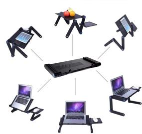 img 2 attached to 📚 Adjustable Laptop Table Stand - Portable Ergonomic Workstation for Notebook, Reading, TV Tray, and Bed Desk