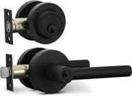 🚪 berlin modisch entry lever door handle and single cylinder deadbolt lock with key - sleek round locking lever handle set for front door or office - suitable for both right & left sided doors - heavy duty iron black finish логотип