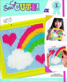 img 2 attached to Colorbok 61904 Rainbow Learn to Sew Needlepoint Kit - 6x6 Inch, with Yellow Frame: Fun and Easy Sewing Craft for Beginners