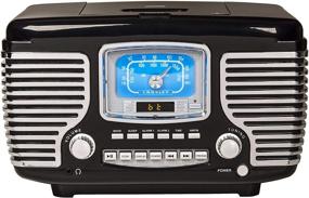 img 4 attached to 📻 Высокопроизводительное настольное радио Crosley CR612B-BK Corsair с AM/FM, Bluetooth, CD-плеером и двойным будильником в элегантном черном цвете.