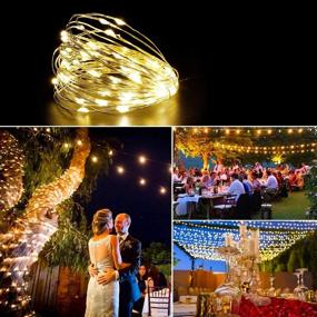 img 1 attached to 🎄 OZS-Solar String Lights Outdoor, 2 Pack, 72ft Each with 200 LED Solar Powered Lights, 8 Modes Solar Fairy Lights Waterproof for Christmas Garden Wedding Party (Silver Wire Warm White)