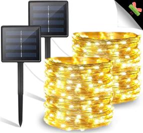 img 4 attached to 🎄 OZS-Solar String Lights Outdoor, 2 Pack, 72ft Each with 200 LED Solar Powered Lights, 8 Modes Solar Fairy Lights Waterproof for Christmas Garden Wedding Party (Silver Wire Warm White)