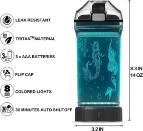 img 1 attached to 🧜 Lightzz Glowing Mermaid LED Kids Water Bottle - 14 OZ Tritan BPA Free - Creative Travel Cup Ocean Gift for School Girl Child Holiday Camping Picnic