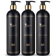 set of 3 black 500ml plastic pump bottles for shower dispenser - shower dispenser bottles with gift box and labels for shampoo, conditioner, body wash, hand sanitizer, hand soap, detergent, and dish soap logo
