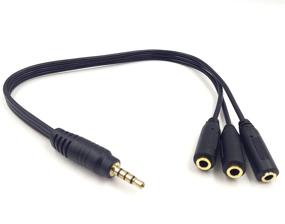 img 1 attached to 🎧 Haokiang 9 Inch 3.5mm (1/8") TRRS Male Plug to 3X Female Stereo Splitter Audio Cable with Gold-Plated Connectors (35M/3F)