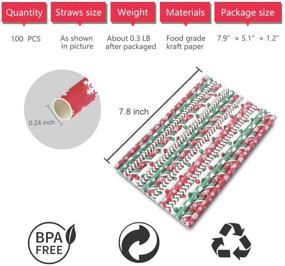 img 2 attached to 🌿 Biodegradable Christmas Paper Straws - Easy Road 100 Pack for Juices, Shakes, Smoothies, Parties, Birthdays, Baby Showers - Food Safe, 7.8 Inches Long