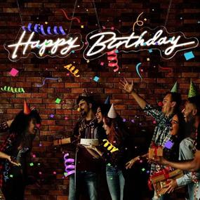 img 1 attached to 🎉 Evertine Happy Birthday Neon Sign - Personalized LED Neon Light for Party, Birthday, Wall, Bedroom - Indoor and Outdoor Romantic Decoration - Dimensions: Happy - 18.1 X 8.6 inch, Birthday - 25.6 X 7.5 inch