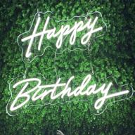 🎉 evertine happy birthday neon sign - personalized led neon light for party, birthday, wall, bedroom - indoor and outdoor romantic decoration - dimensions: happy - 18.1 x 8.6 inch, birthday - 25.6 x 7.5 inch логотип