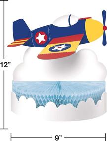 img 1 attached to ✈️ Multicolor Airplane Paper Honeycomb Centerpiece Table Decoration - Creative Converting Lil' Flyer, 12" x 9