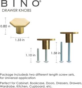 img 3 attached to 🔳 BINO 6-Pack Cabinet Knobs - Stylish 1.33" Brass Dresser Knobs for Drawer Pulls and Handles