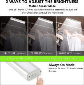 img 2 attached to 🔦 ZHENREN 46-LED Motion Sensor Under Cabinet Light: Wireless Rechargeable Closet Light, Dimmable Stick-On Night Safe Light for Stairs, Wardrobe, Kitchen, Hallway - 3 Pcs