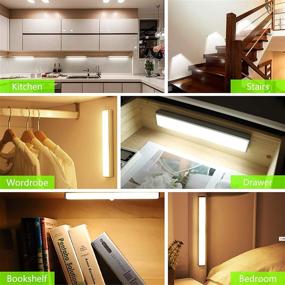 img 3 attached to 🔦 ZHENREN 46-LED Motion Sensor Under Cabinet Light: Wireless Rechargeable Closet Light, Dimmable Stick-On Night Safe Light for Stairs, Wardrobe, Kitchen, Hallway - 3 Pcs