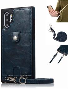 img 4 attached to 📱 Jaorty Galaxy Note 10+ Plus/Pro/5G PU Leather Wallet Case with Necklace Lanyard – Blue, Adjustable Detachable Anti-Lost Strap and Card Holder