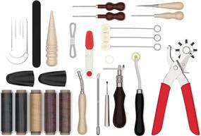 img 4 attached to 🧵 Complete 32-Piece Leather Working Tools Set with Leather Hole Punch Set - Leather Stitching Kit & Sewing Supplies Bundle with Accessories
