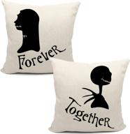 mancheng-zi love throw pillow case - together forever gift for couples: valentine's day, anniversary, wedding - 18 x 18 inch linen cushion cover for sofa, couch, bed - set of two логотип