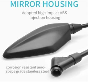 img 2 attached to 🏍️ Modern Design Motorcycle Mirrors: MZS Rear View Side 8MM 10MM Black Universal for Street Dirt Bike Quad Adventure Scooter Coolster Moped GY6 Cruiser ATV