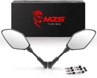 🏍️ modern design motorcycle mirrors: mzs rear view side 8mm 10mm black universal for street dirt bike quad adventure scooter coolster moped gy6 cruiser atv logo