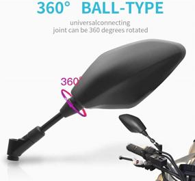 img 1 attached to 🏍️ Modern Design Motorcycle Mirrors: MZS Rear View Side 8MM 10MM Black Universal for Street Dirt Bike Quad Adventure Scooter Coolster Moped GY6 Cruiser ATV