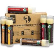 🍓 earth's daughter usda organic lip balm 6-pack - fruit flavored stocking stuffer for dry cracked lips with beeswax, coconut oil, and vitamin e logo