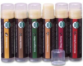 img 2 attached to 🍓 Earth's Daughter USDA Organic Lip Balm 6-Pack - Fruit Flavored Stocking Stuffer for Dry Cracked Lips with Beeswax, Coconut Oil, and Vitamin E