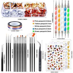 img 3 attached to 🎨 Complete Nail Art Design Kit: JOYJULY 3D Nail Art Tools with Brushes, Dotting Tools, Holographic Stickers, Nail Foil, Rhinestones, and Tweezers