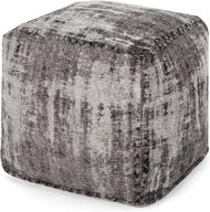stylish christopher knight home hannah hand-loomed boho fabric cube pouf in gray, ivory, and black – a perfect addition to your living space! logo
