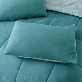 img 1 attached to 🛏️ Premium Reversible Lightweight 3-Piece Comforter Set for All Seasons - Queen Size, Turquoise/Aqua - Includes Down Alternative Comforter and 2 Pillow Shams